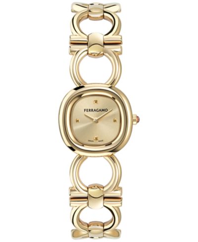 Часы Ferragamo Women's Double Gancini Gold Ion Plated Stainless Steel Link Bracelet 25mm