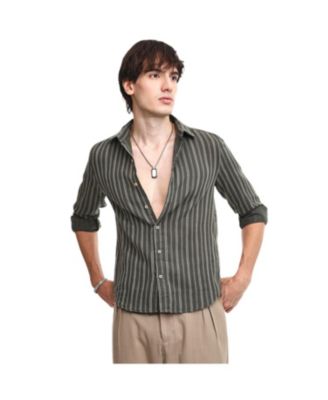 Мужская рубашка Campus Sutra Moss Green Halo Striped