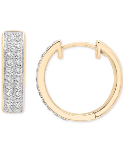 Diamond Double Row Huggie Hoop Earrings (1/2 ct. t.w.), in Sterling Silver or 14k Gold-Plated Sterling Silver, Created for Macy's