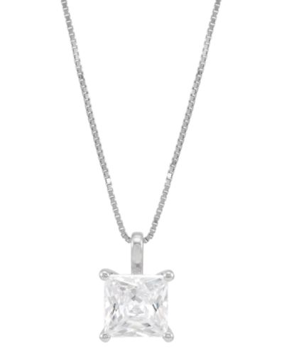 Подвеска кулон IGI Certified Lab Grown Princess Solitaire 18" в белом золоте 14k (1 ct. t.w.)