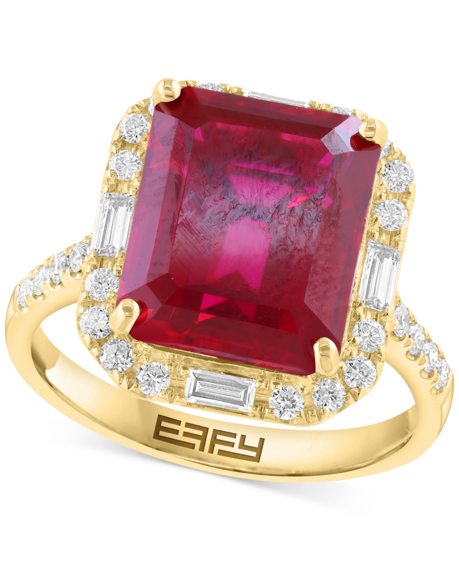 EFFY Collection Кольцо с рубином и бриллиантом в золоте 14k желтом