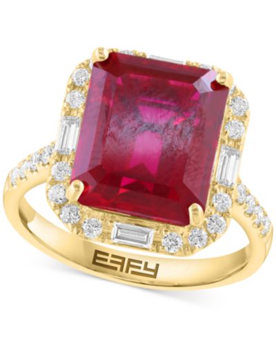 EFFY Collection Кольцо с рубином и бриллиантом в золоте 14k желтом