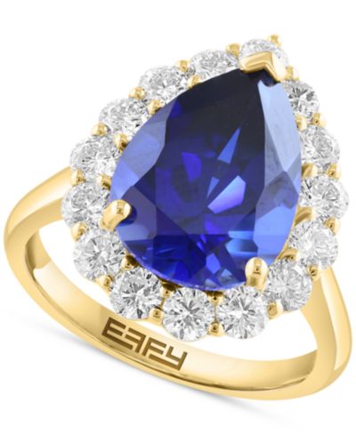 Кольцо EFFY® с изумрудом Lab Grown (4-1/5 ct. t.w.) и бриллиантом Lab Grown (1-1/3 ct. t.w.) в желтом золоте 14k