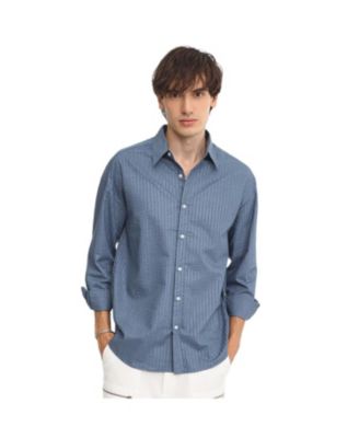Cahoot Men's Campus Sutra Lapis Blue Candy-Textured Shirt