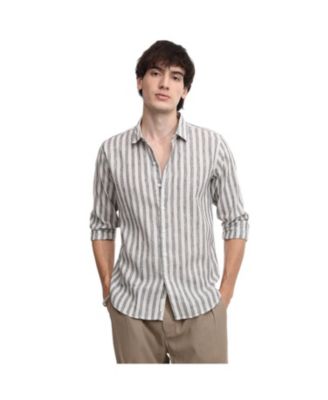 Cahoot Men's Campus Sutra Charcoal Grey Heathered-Stripe Shirt