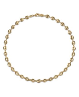 Bling Jewelry 14K Yellow Gold Plated Anchor Puff Marina Chain Choker Necklace 15 Inch