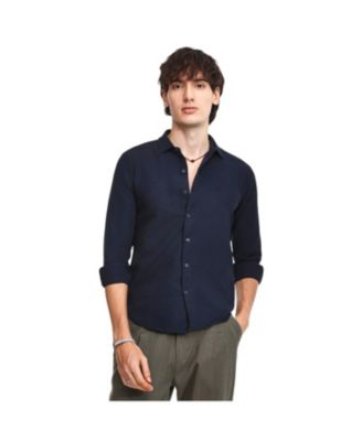 Campus Sutra Men's Onyx Black Abstract-Textured Shirt