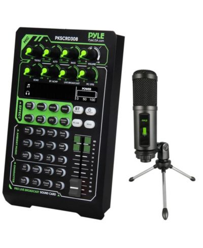 Pyle Pro Live Broadcast Sound Card Kit с конденсаторным микрофоном