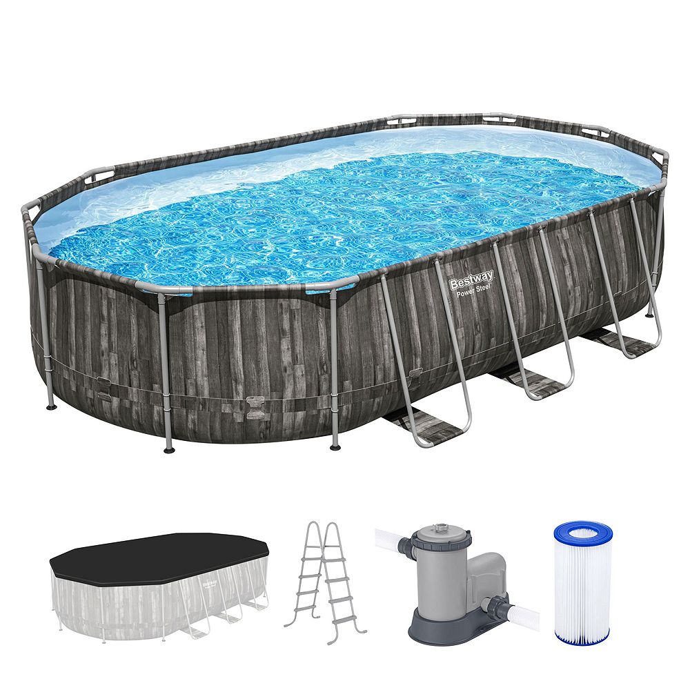 Надувной уличный бассейн Bestway Power Steel 20' x 12' x 48" Oval Above Ground
