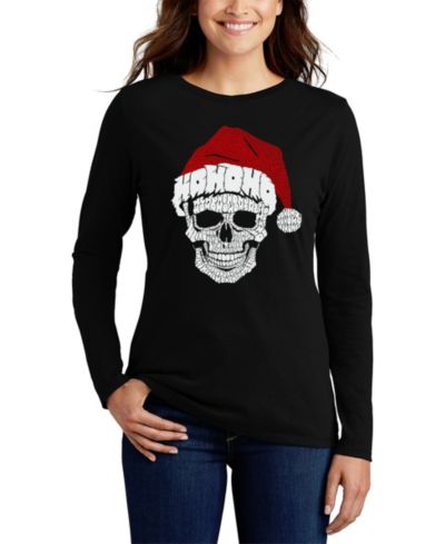 Женская футболка с длинным рукавом LA Pop Art Santa Skull Word Art