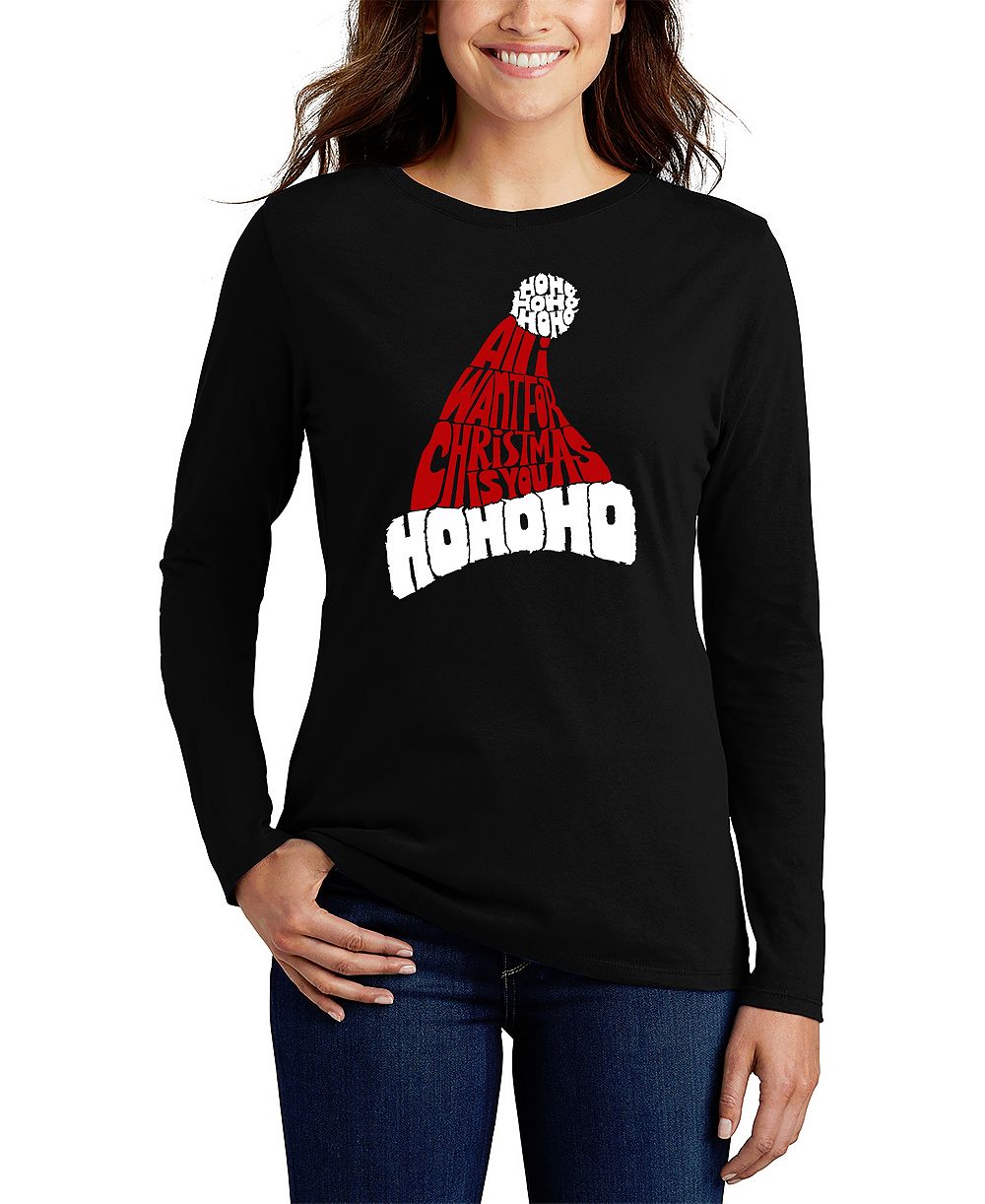 LA Pop Art Women's All I Want for Christmas is You Word Art Long Sleeve T-Shirt
