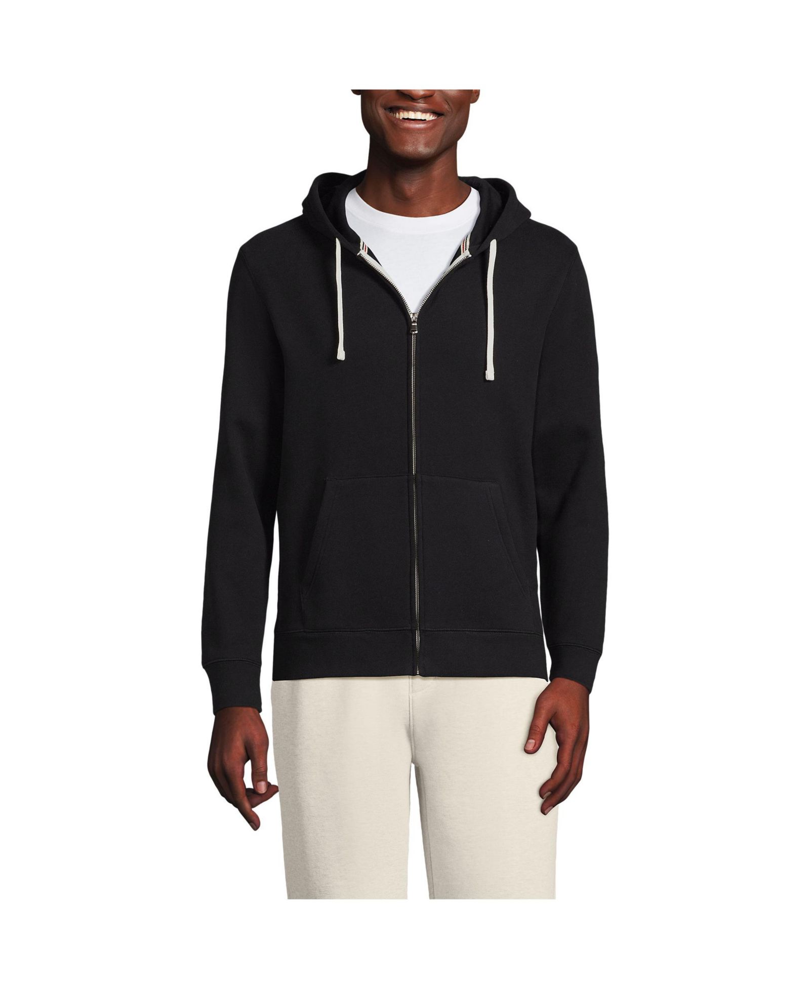 Lands' End Мужское худи с полной молнией Serious Sweats Long Sleeve