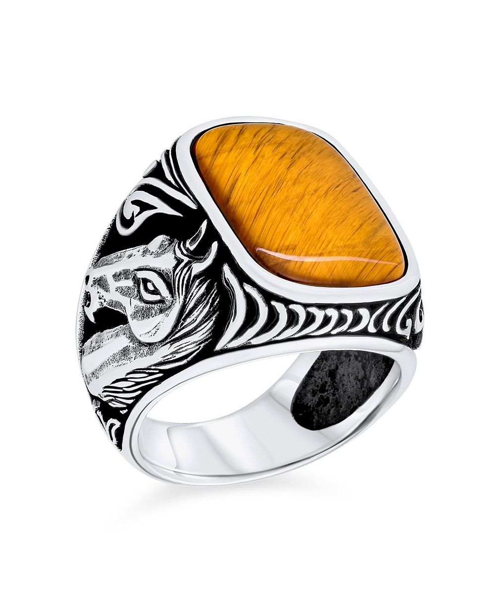 Bling Jewelry Tiger Eye Signet Statement Ring .925 Sterling Silver