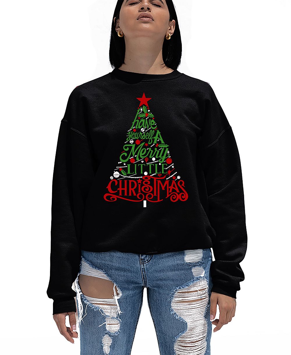 Женская толстовка с круглым вырезом LA Pop Art с надписью «Have Yourself a Merry Little Christmas»