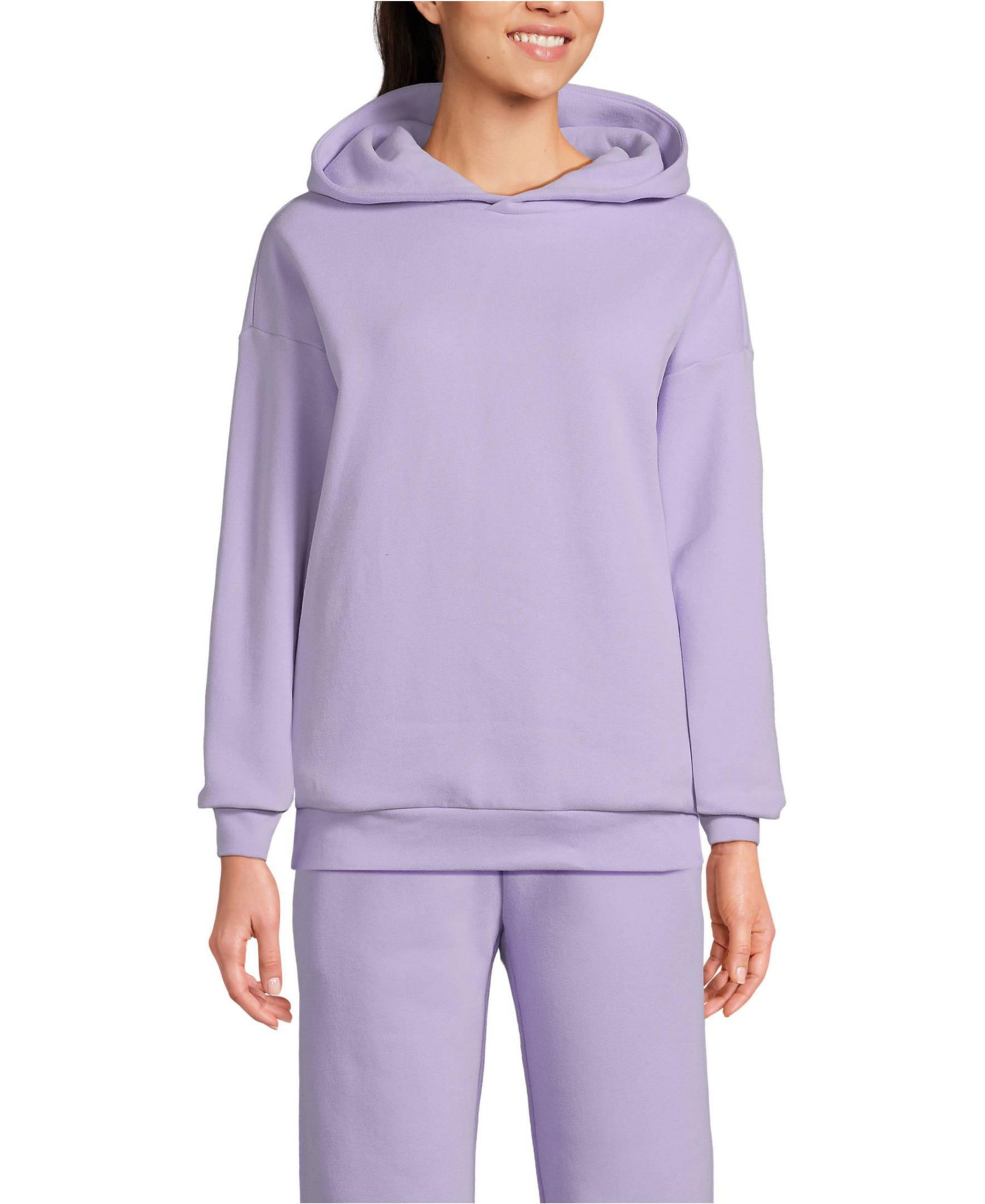 Lands' End Women's Serious Sweats Oversized Long Sleeve Hoodie Sweatshirt - Set Top