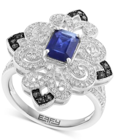 Кольцо EFFY® с сапфиром (1-1/6 ct. t.w.) и бриллиантом (3/8 ct. t.w.) из стерлингового серебра