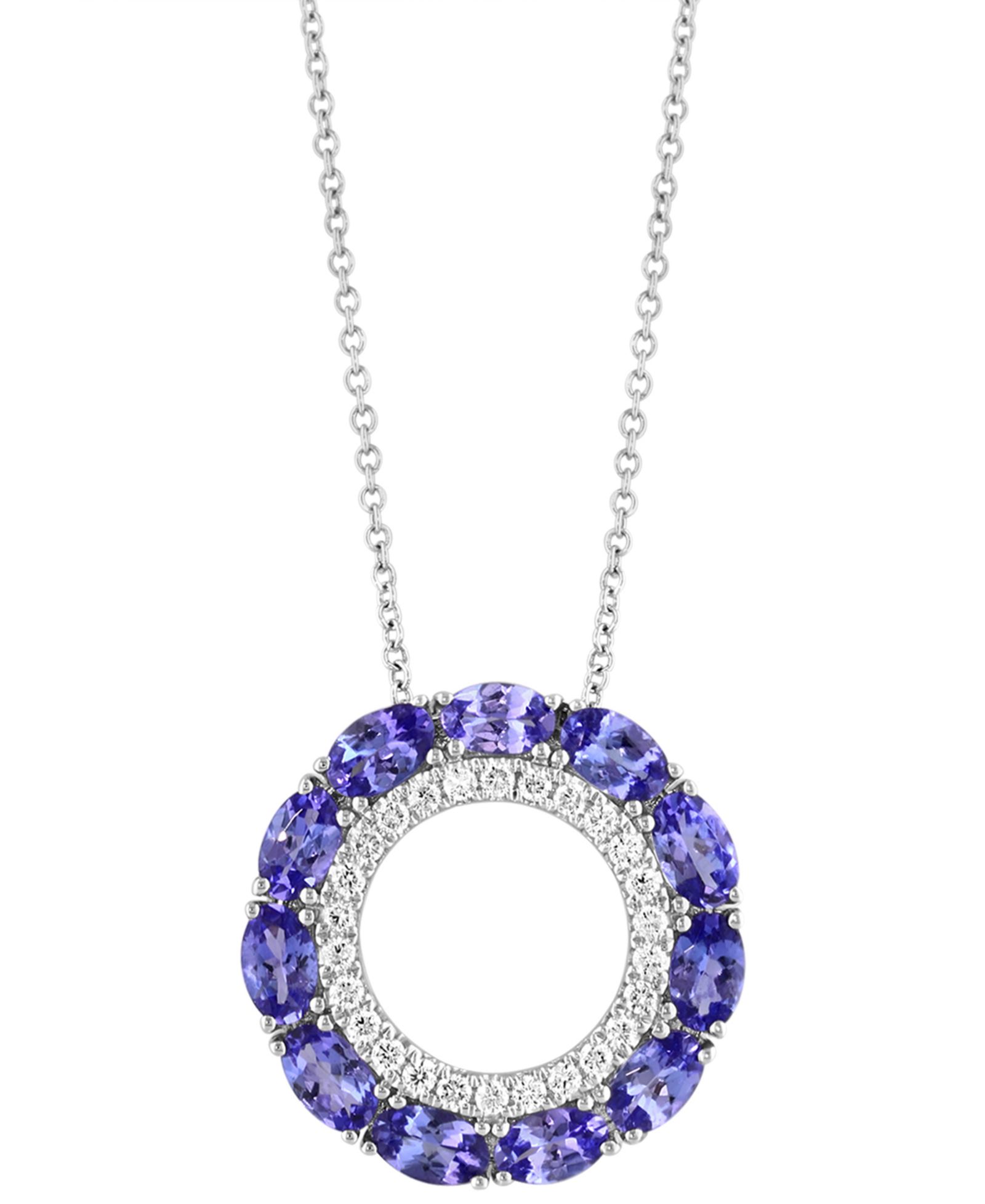 Подвеска EFFY® Tanzanite & Diamond в кольце из белого золота 14k, ожерелье 18"