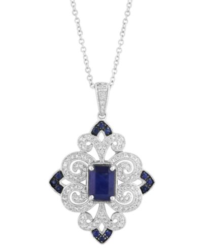 Подвеска EFFY® Sapphire (1-1/6 ct. t.w.) & Diamond (1/3 ct. t.w.) Filigree 18" из стерлингового серебра