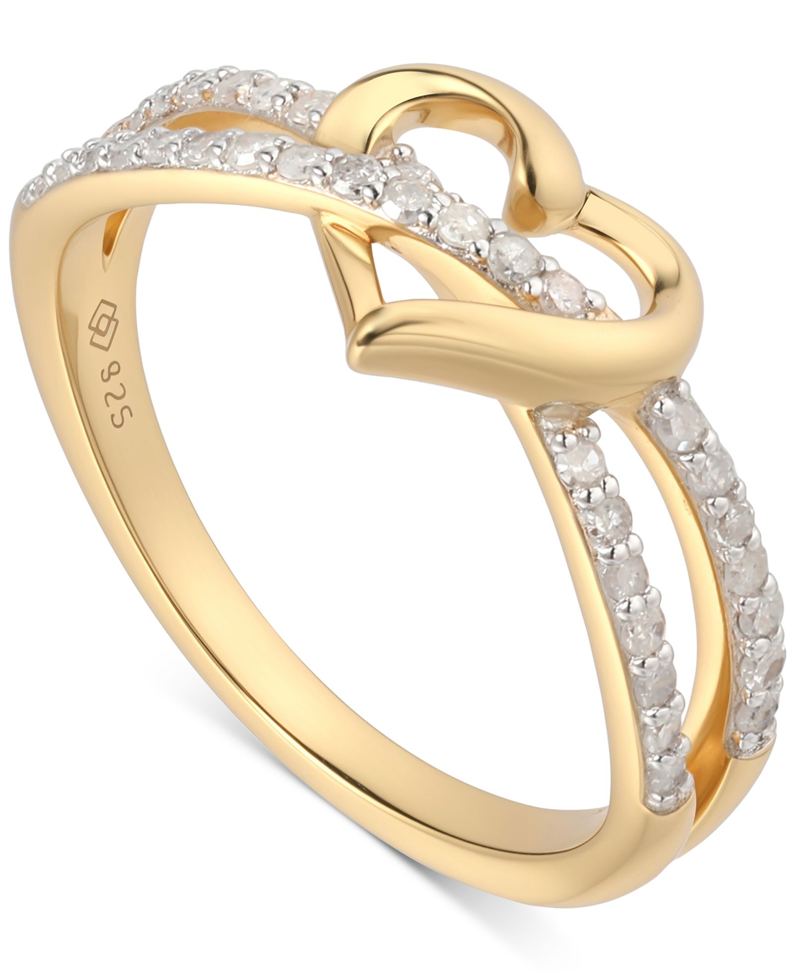 Кольцо Diamond Interwoven Heart в 14k Gold-Plated Sterling Silver