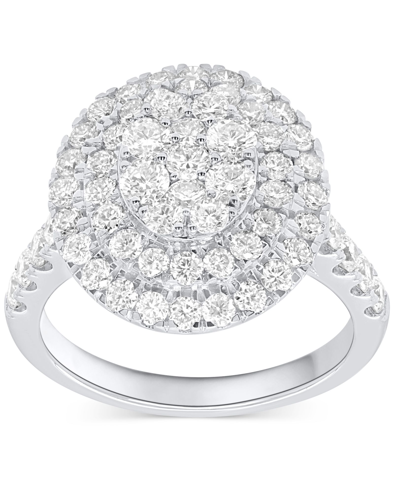 Forever Grown Diamonds Lab-Grown Diamond Halo Cluster Ring (2 ct. t.w.) in Sterling Silver or 14K Gold-Plated Sterling Silver