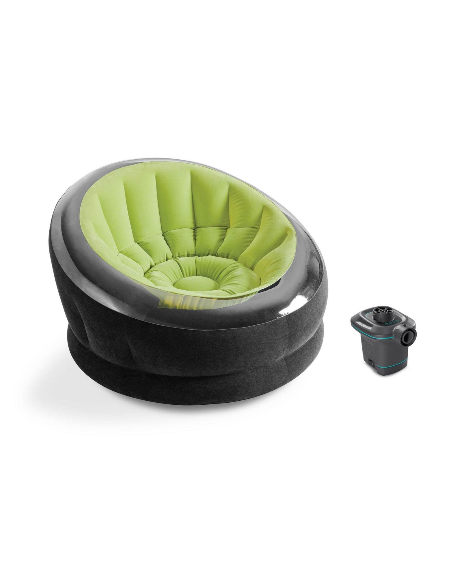 Intex Empire Lime Green Inflatable Blow Up Lounge Dorm Camping Chair and Air Pump