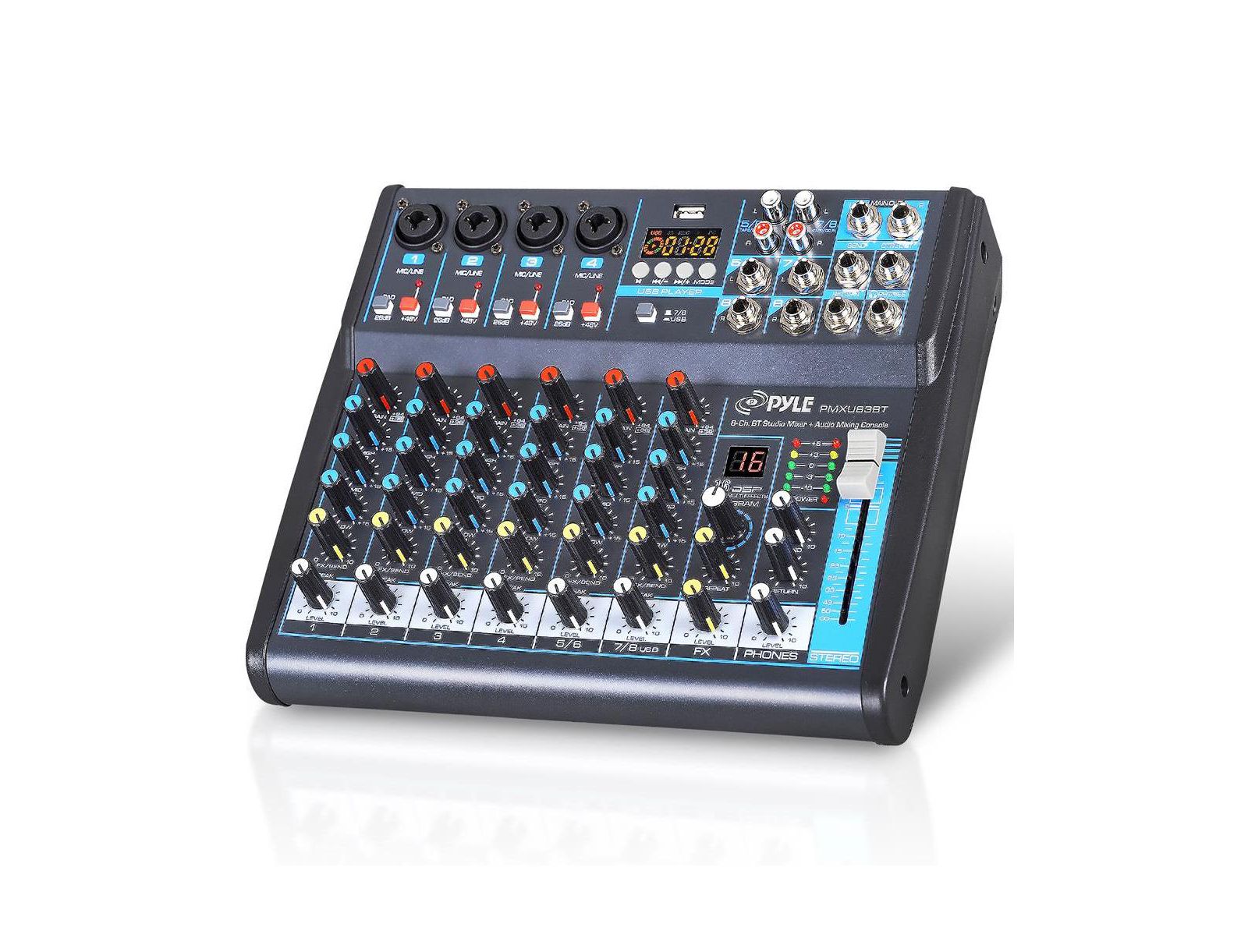 Pyle 8-Channel Bluetooth USB Audio Mixer