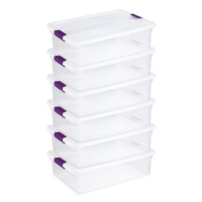 Sterilite 32 Quart Clear Under Bed Storage Container Tote with Latch Lid, 6 Pack
