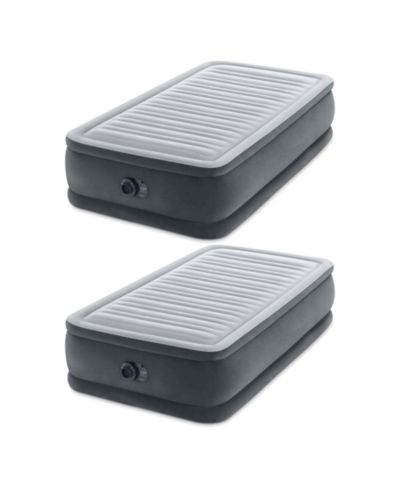Intex Dura Beam Comfort Plus Airbed Mattress w/ Built In Pump, Twin Size, 2 Pack