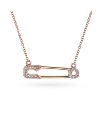 Подвеска-кулон Bling Jewelry Safety Pin с акцентом CZ из серебра с золотым покрытием