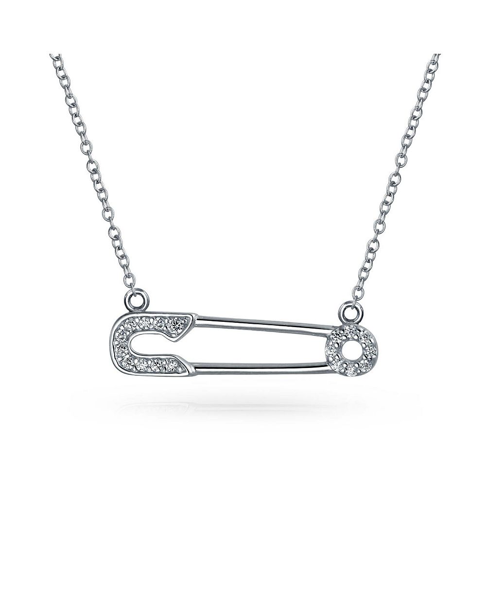Подвеска-кулон Bling Jewelry Safety Pin с акцентом CZ из серебра с золотым покрытием