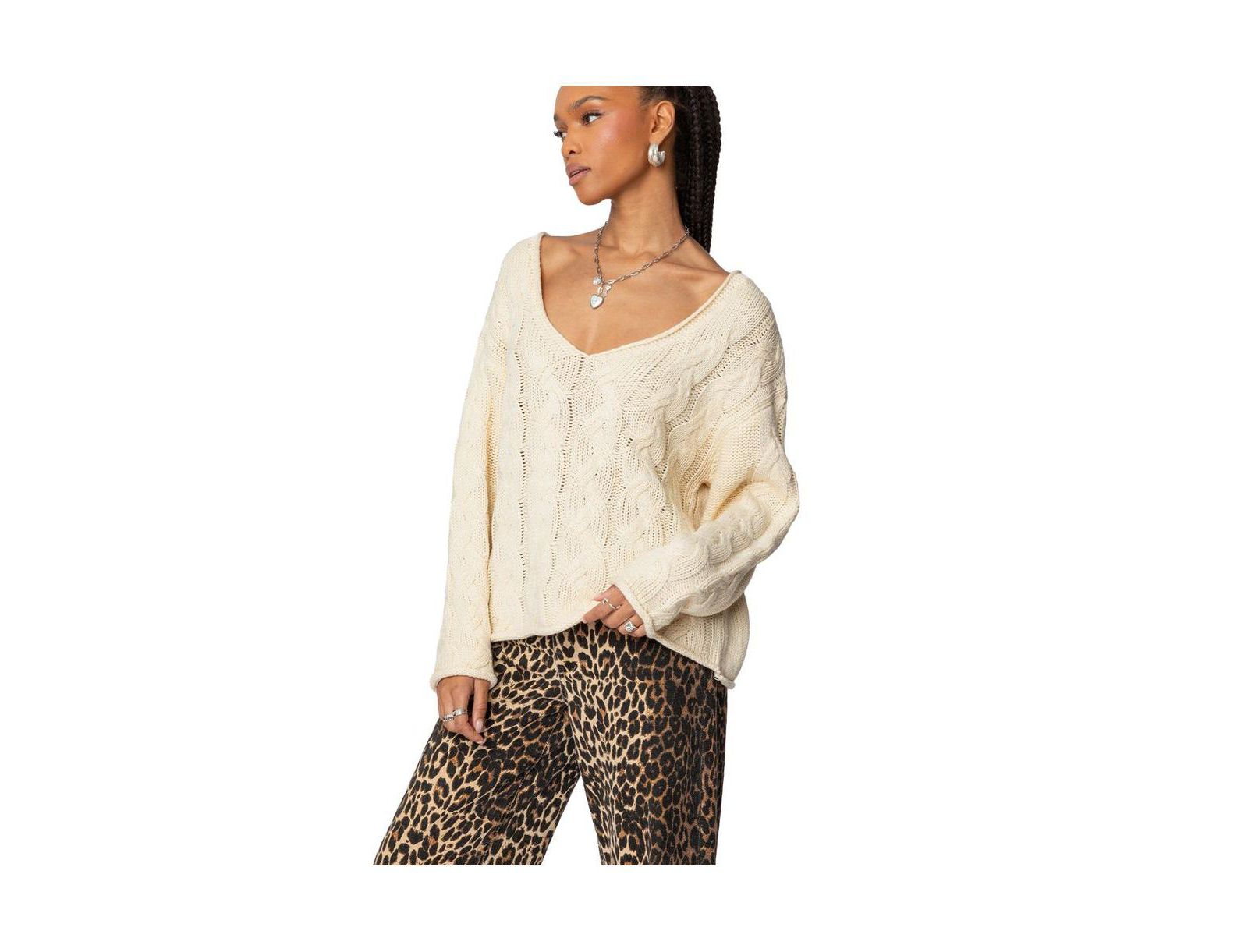 Edikted Women's Inga Oversized Cable Knit Sweater