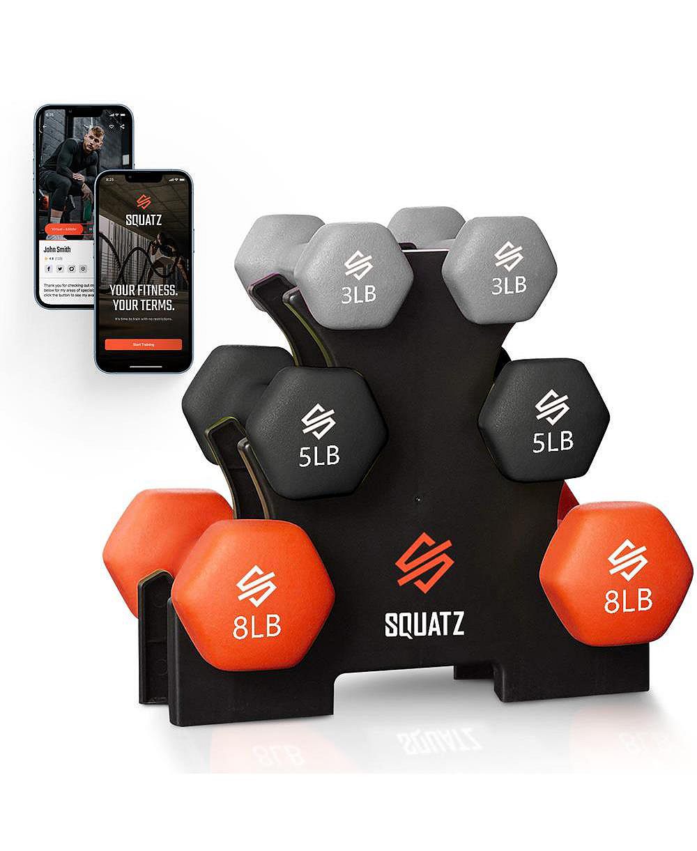 SQUATZ набор гантелей из неопрена со стойкой, общий вес 30 lb