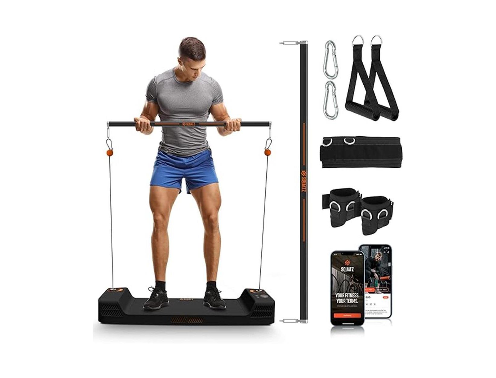 SQUATZ Travel Apollo Fitness Board, Push-Up Body Workout System Equipment