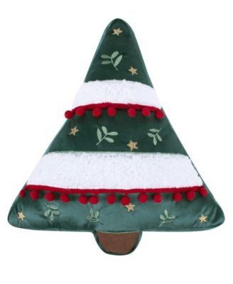 Levtex O Christmas Tree Shaped Decorative Pillow, 16" x 16"