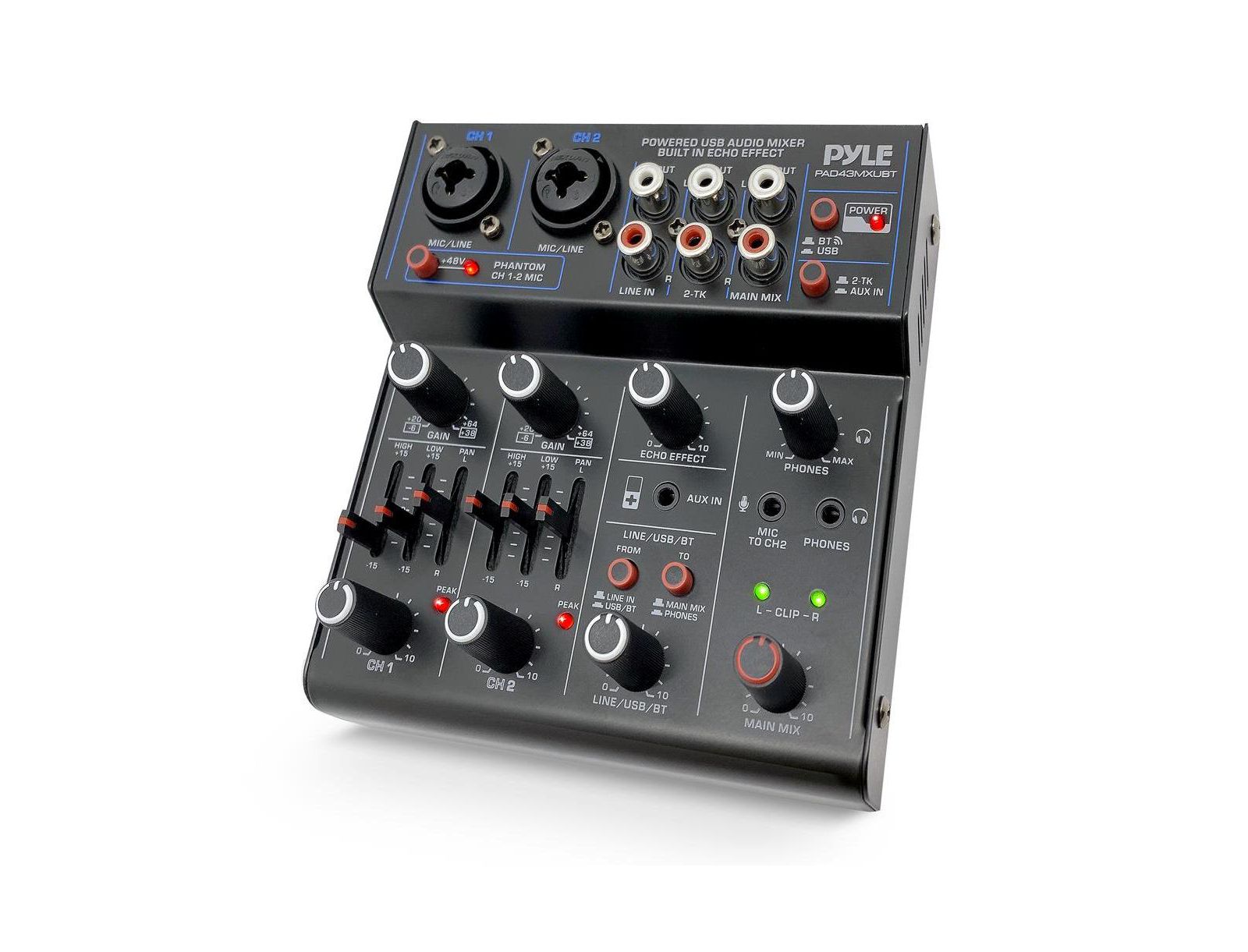 Компактный DJ микшерный интерфейс Pyle с USB Audio и Phantom Power и Bluetooth