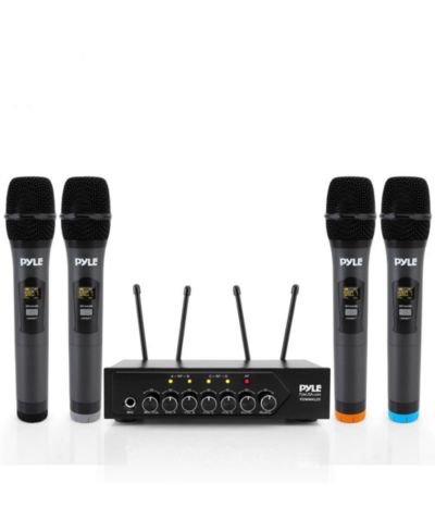 Pyle Беспроводная микрофонная система PA Bluetooth, UHF, включает (4) ручных микрофона