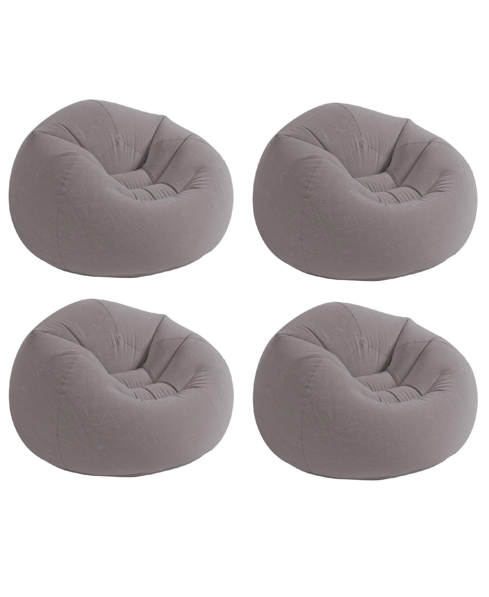 Intex Inflatable Contoured Corduroy Beanless Bag Lounge Chair, Gray (4 Pack)
