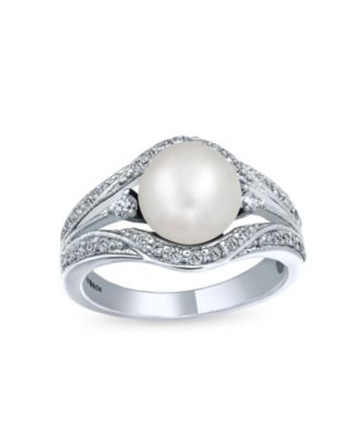Bling Jewelry White Freshwater Pearl Sterling Silver Ring