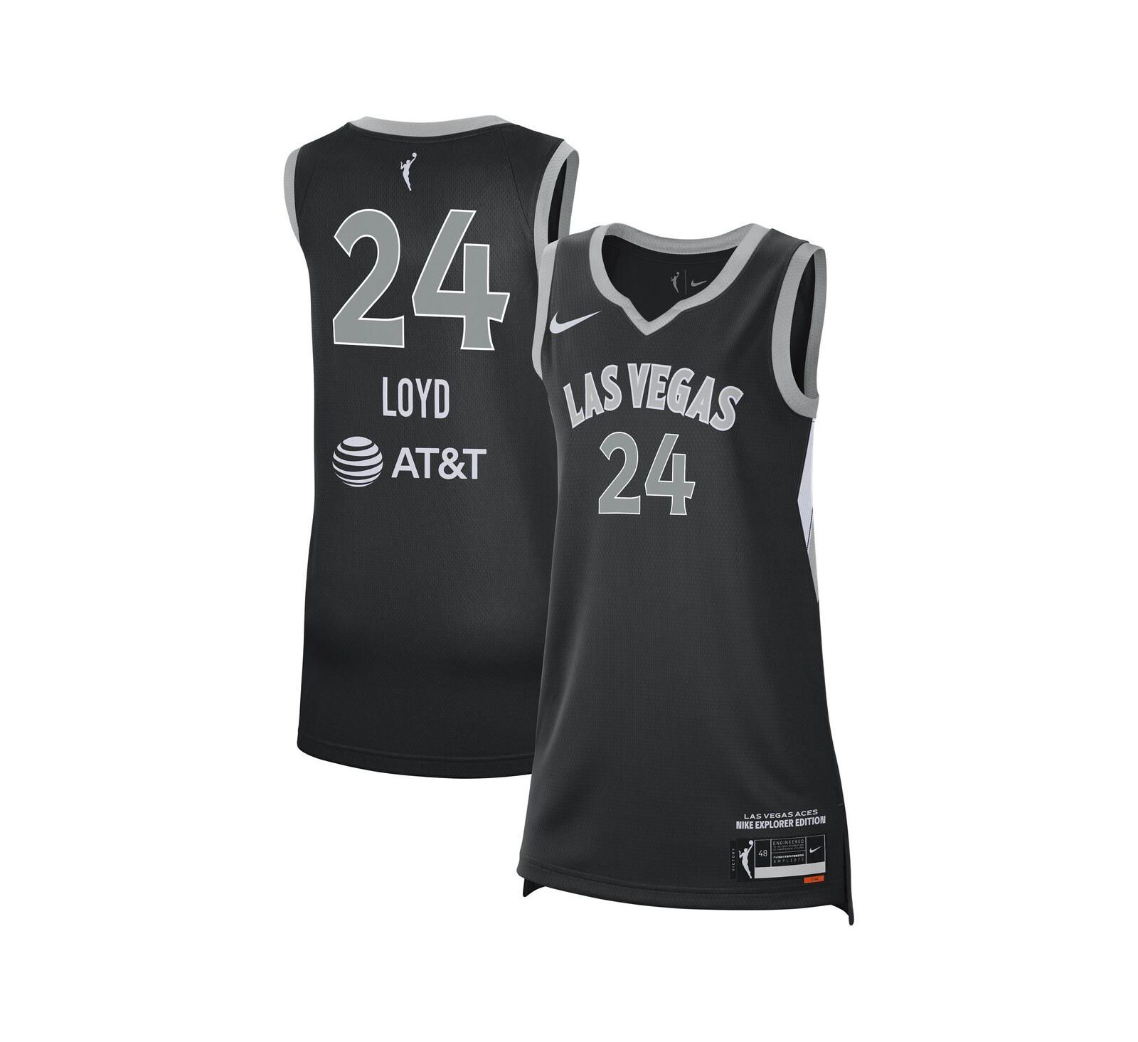 Мужская и женская джерси Nike Jewell Loyd Black Las Vegas Aces Explorer Edition Victory