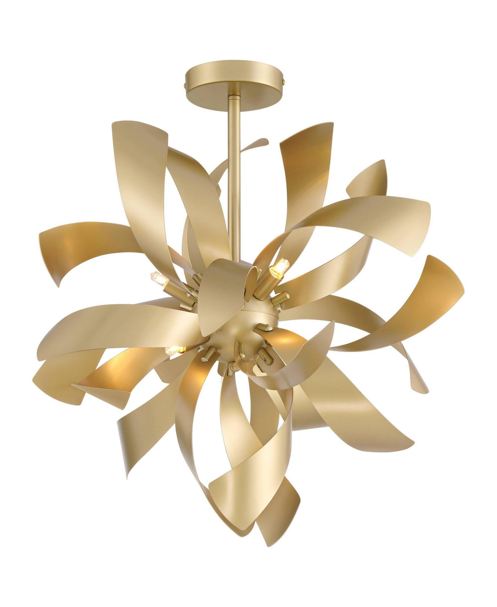 Possini Euro Design Verity Semi Flush-Mount Ceiling Light with Twisted 6-Light Modern LED Metal Fixture for Kitchen or Foyer