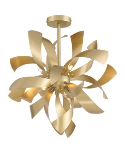 Possini Euro Design Verity Semi Flush-Mount Ceiling Light with Twisted 6-Light Modern LED Metal Fixture for Kitchen or Foyer