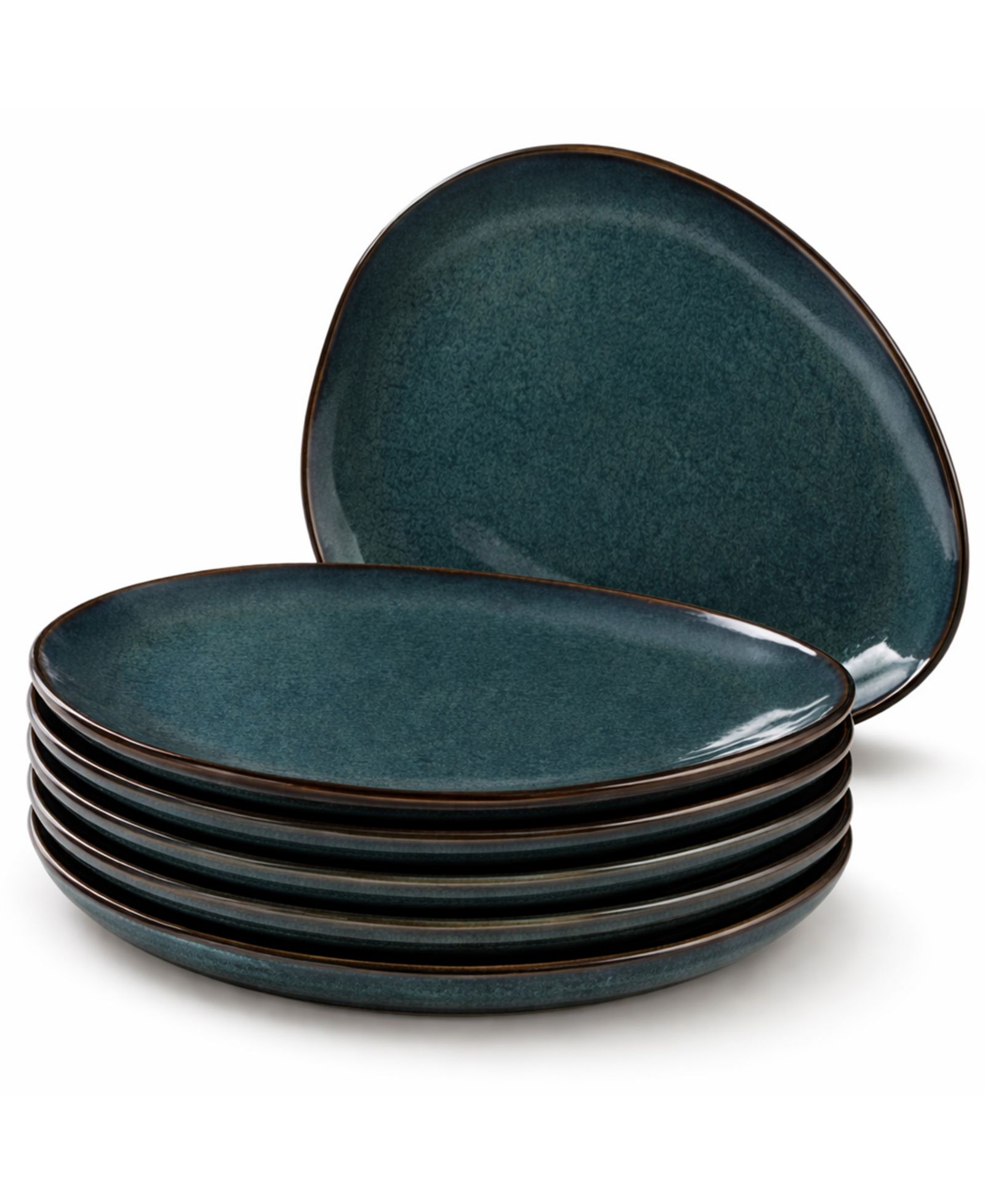 PORTO BRASIL Stoneware Oval Dinner Plates, Set of 6