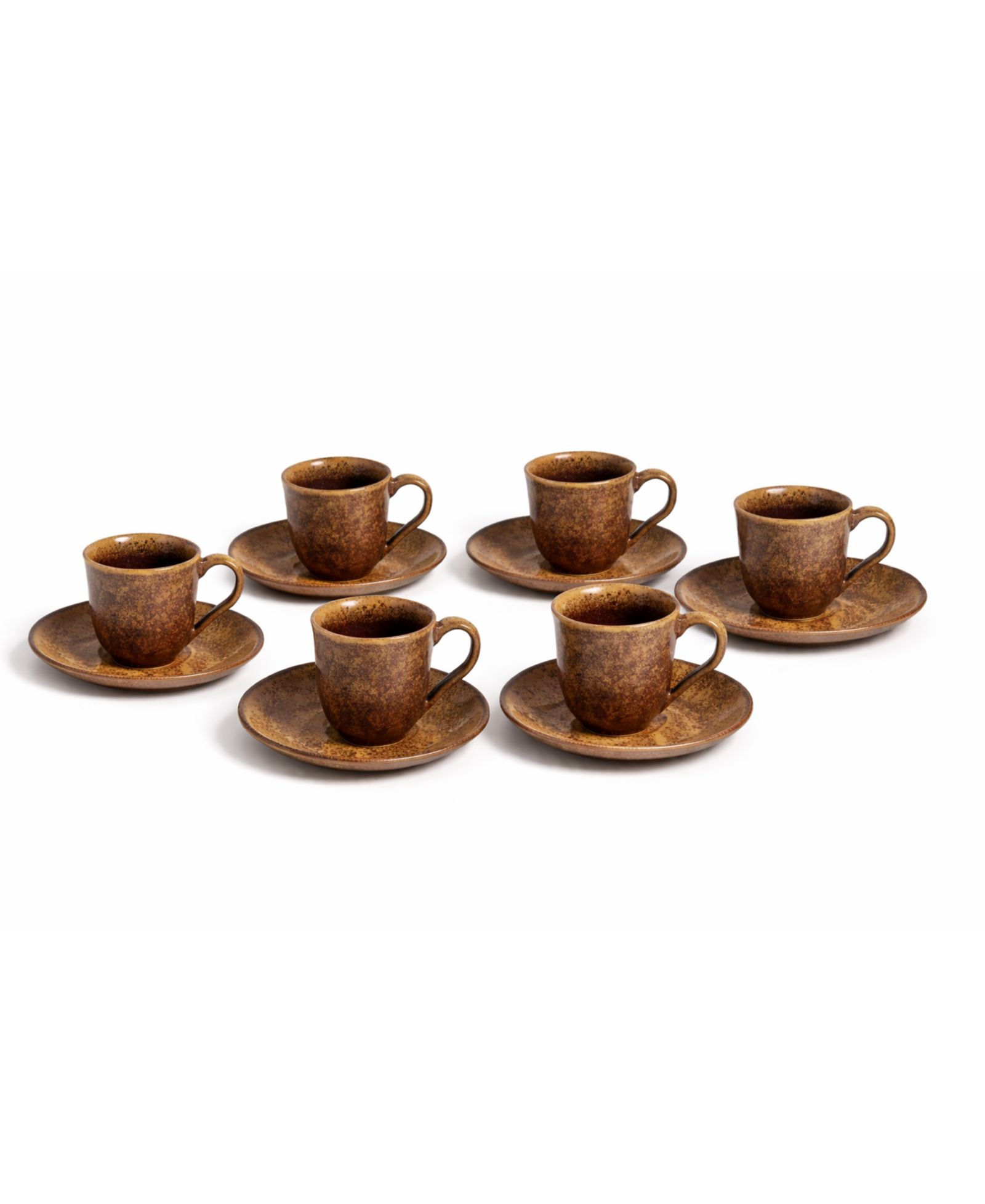PORTO BRASIL Stoneware Coffee Cup and Saucer Set, Service for 6