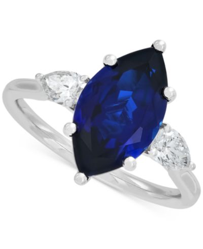 Кольцо Marquise с выращенным рубином и бриллиантом в 14k Gold