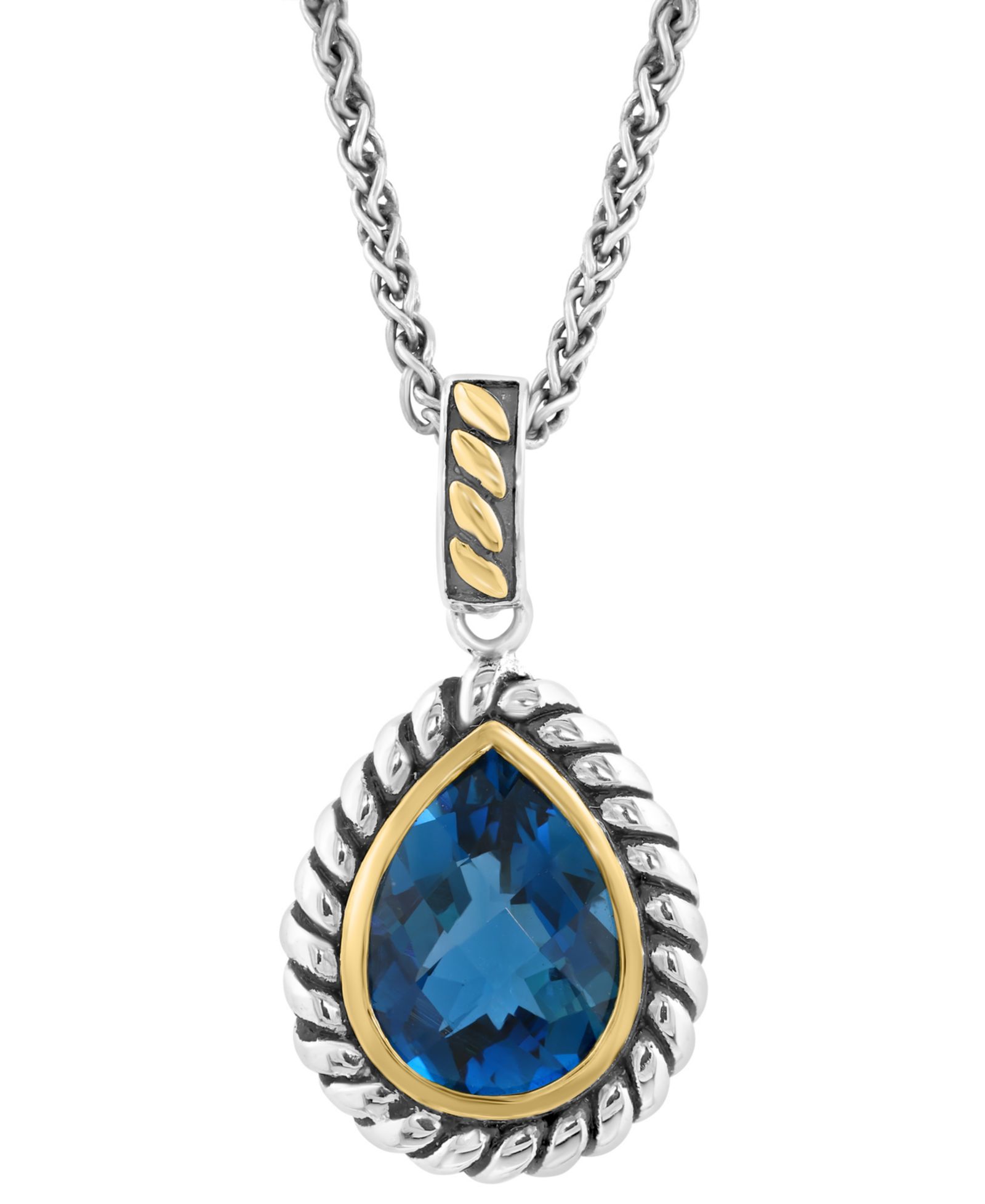 Серьги-подвески EFFY® London Blue Topaz 18" в серебре и позолоченном золоте 14k