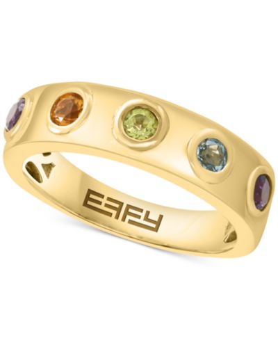 EFFY® Multi-Gemstone Bezel Band (1/2 ct. t.w.) in Gold-Plated Sterling Silver