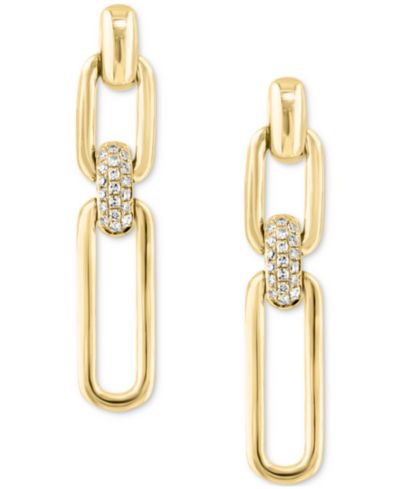 Diamond Link Drop Earrings (1/10 ct. t.w.) in 14k Yellow Gold