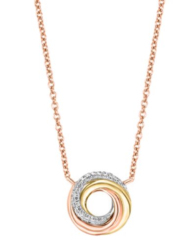 LALI Jewels подвеска Diamond Swirl Knot 18" в 14k Tricolor Gold (1/10 ct. t.w.)