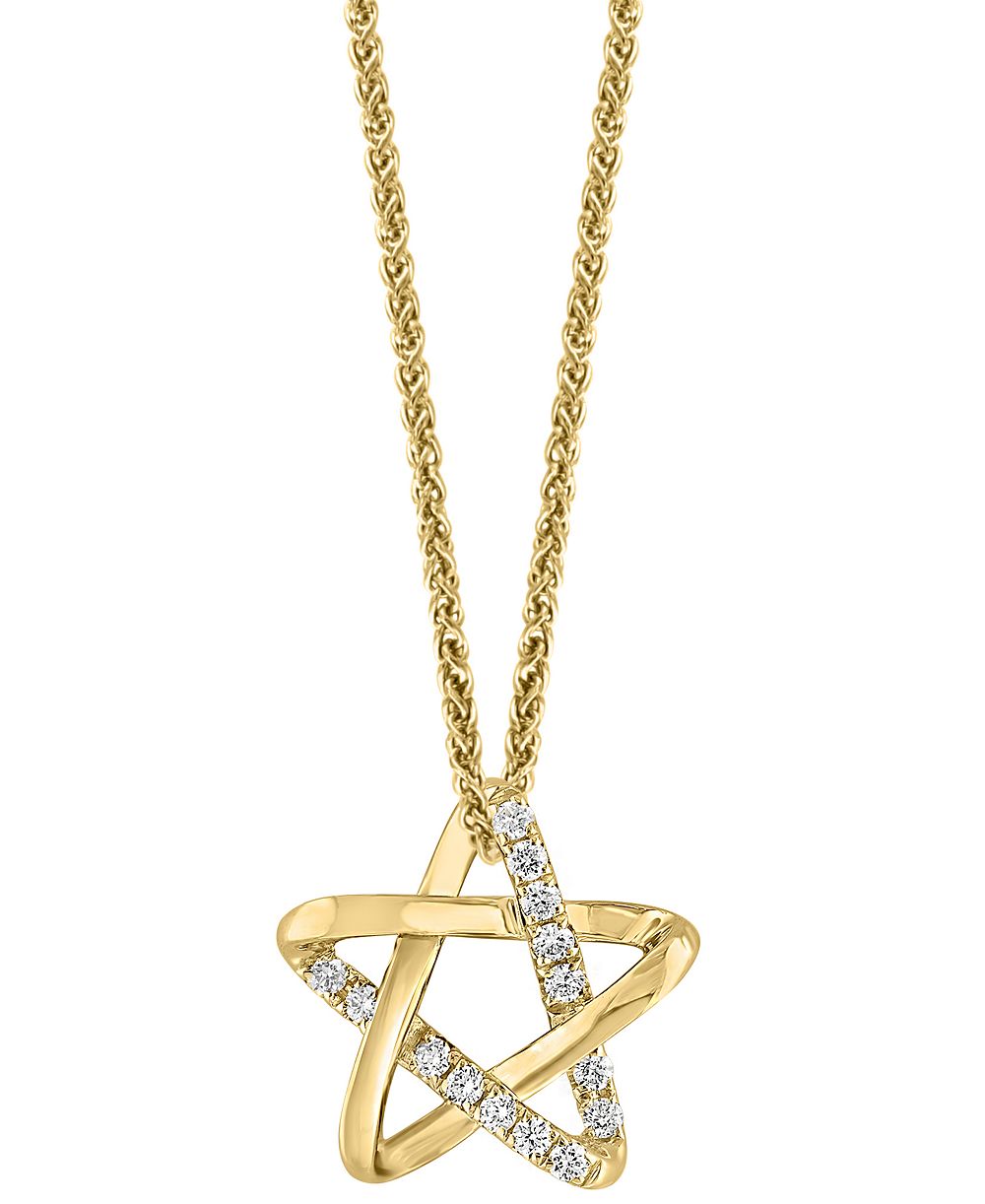 Колье Diamond Star, 18", бриллианты 1/6 карата суммарно, 14k золото