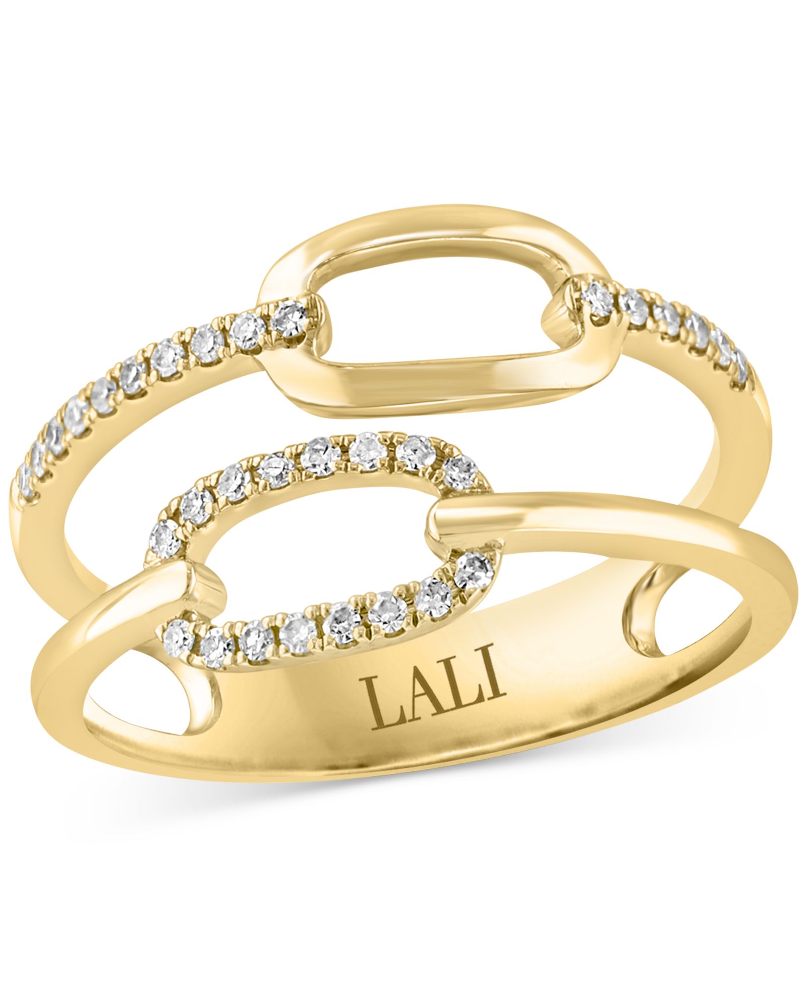 Кольцо с двойным рядом звеньев Diamond Chain Link (1/6 ct. t.w.) из золота 14k